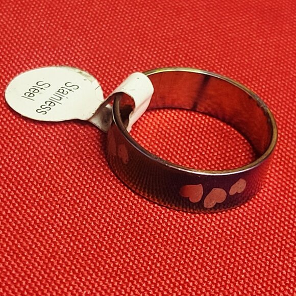 Stainless Steel Multi Color Hearts Ring Size 21 Unisex - Picture 5 of 11